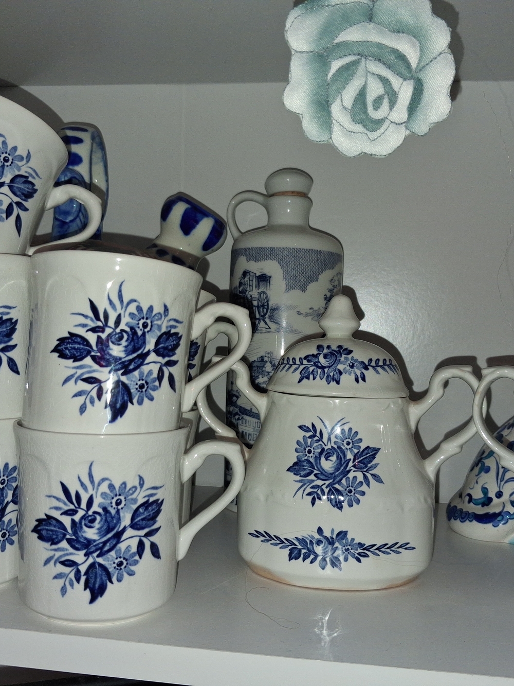 J&G Meakin Dresden Blue English Ironstone - Mugs, Creamer & Sugar